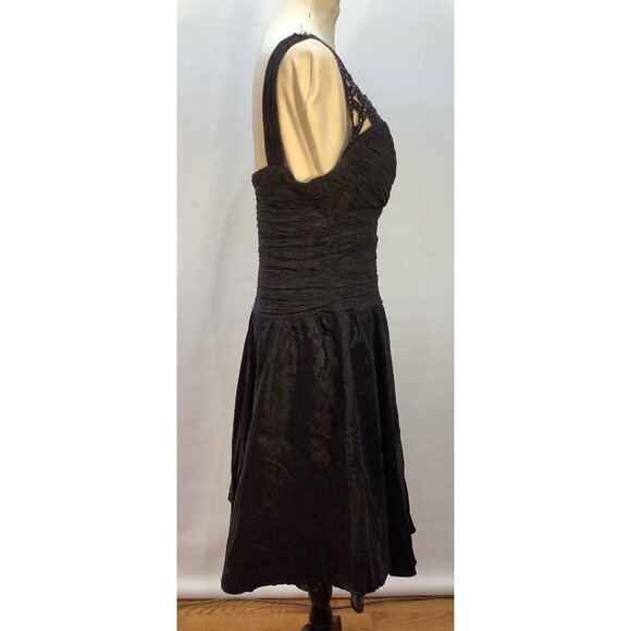 VTG Black Dress Size 16 Sweetheart Neckline Whimsy Goth Fairy Ballet Core - Picture 3 of 7